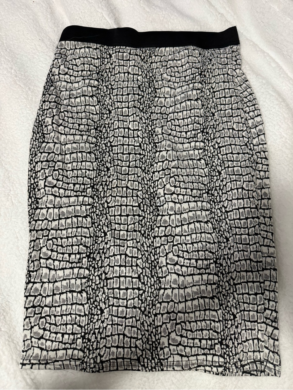 Pixley Black and White Croc Pencil Skirt